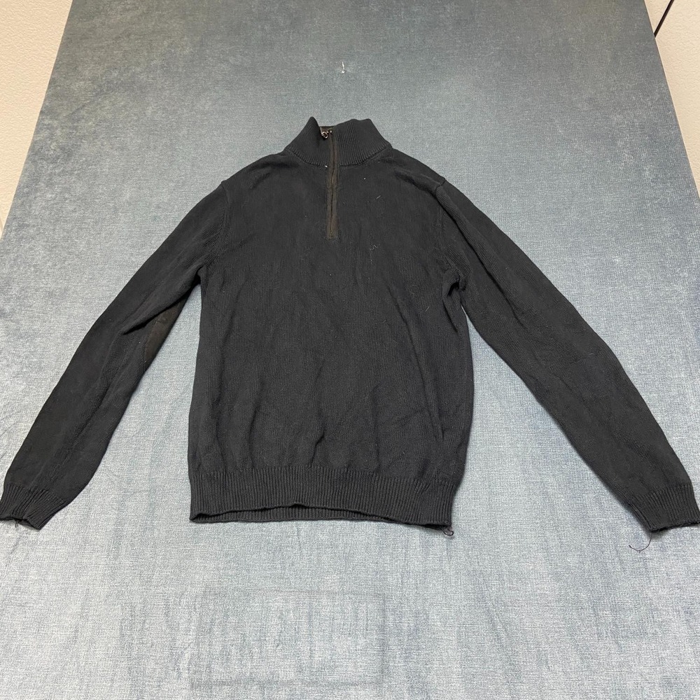Weatherproof Sweater Womens Small Black Quarter Zip Mock Neck Patch Sleeve Cozy